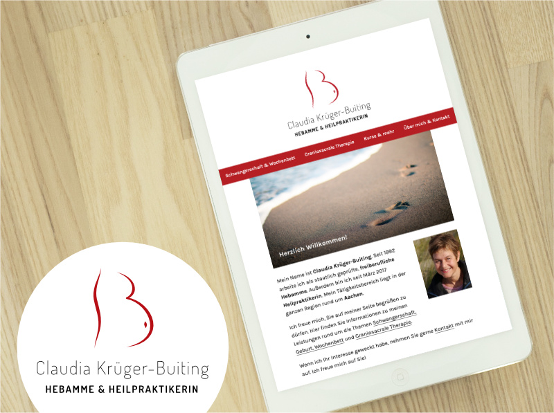 Logo und Website von Hebamme Claudia Krüger-Buiting