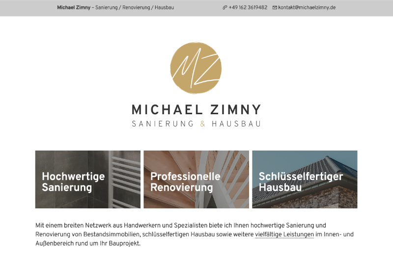 Website von Michael Zimny – Sanierung & Hausbau